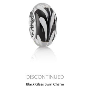 Pandora Black & White Swirl Glass Charm